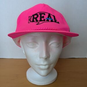 Retro Get Real Snapback Hat Rope Baseball Cap Adjustable Neon Pink Unisex OSFM